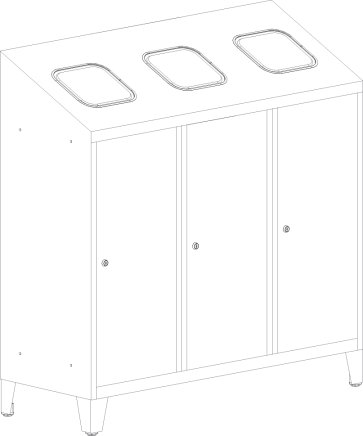 Odpadkový trojkôš na triedený odpad MPO 03k - 3