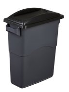 Veko na odpadkový kôš EcoSort s vyklápacou klapkou - farba čierna - 1