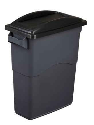 Veko na odpadkový kôš EcoSort s vyklápacou klapkou - farba čierna - 1