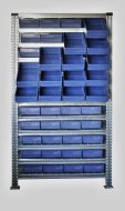 Regál s prepravkami 100 x 230 mm - 44 ks (4 modely) - 2