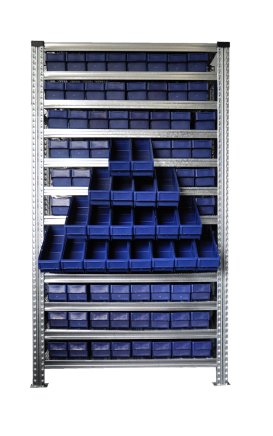 Regál s prepravkami 100 x 115 mm - 88 ks (4 modely) - 2
