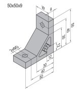 Uholník 90°, 50x50x9 mm - 2