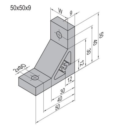 Uholník 90°, 50x50x9 mm - 2