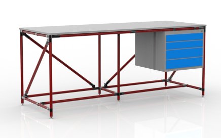 Dielenský stôl s kontajnerom so štyrmi zásuvkami šírka 2000 mm, 240405316 - 2
