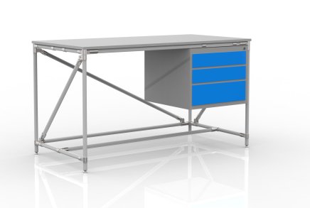 Dielenský stôl s kontajnerom s tromi zásuvkami šírka 1500 mm, 24040539 - 1