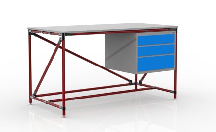 Dielenský stôl s kontajnerom s tromi zásuvkami šírka 1500 mm, 24040539 - 2
