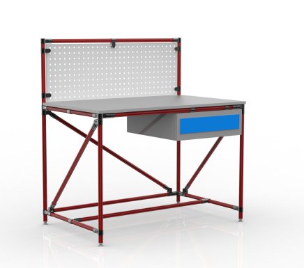 Dielenský stôl z rúrkového systému s perfopanelom 240408313 (3 modely) - 2