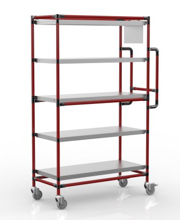 Regálový vozík na prepravky s piatimi rovnými policami, SPS10040 (2 modely) - 2