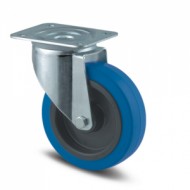 Otočné priemyselné koleso modré s totálnym zaistením a uchytením doštičkou (2 modely)