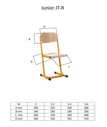 Žiacka stolička Junior výškovo nastaviteľná veľkosť 3-4 - 2