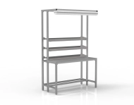 Dielenský stôl z hliníkových profilov s pozinkovanými policami