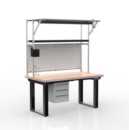 Elektricky výškovo nastavitelný pracovný stôl s kontajnerom a tromi zásuvkami 24111935