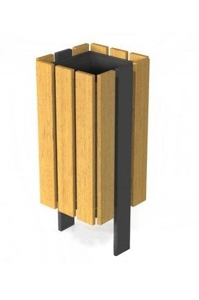 Odpadkový kôš Admiral RAL 9005/palisander, k zabetonovaniu