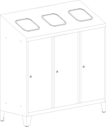 Odpadkový trojkôš na triedený odpad MPO 03rrk - 3