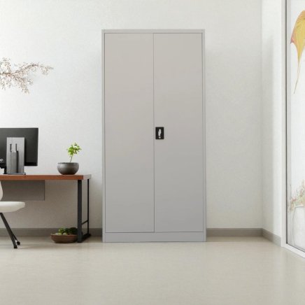 Plechová policová skriňa s otváraním dverí 110° C01 sivá - 4