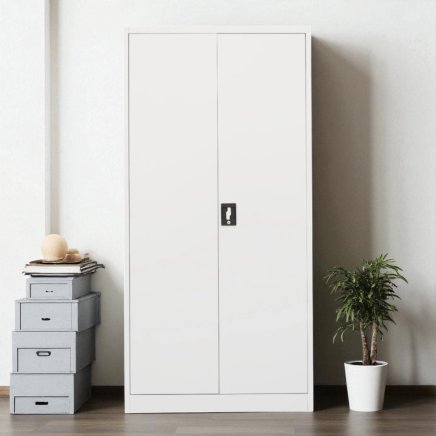 Plechová policová skriňa s otváraním dverí 110° C01 biela - 4