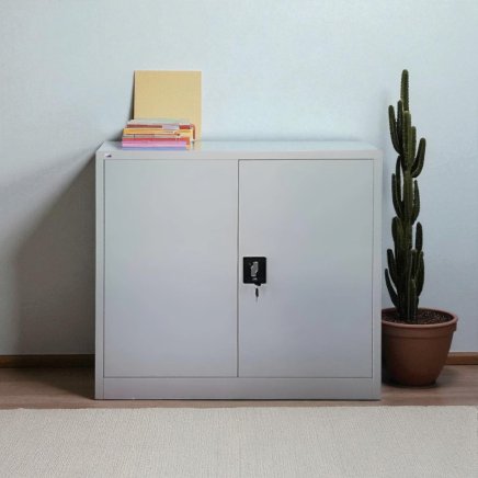 Plechová policová skriňa s otváraním dverí 110° C01B sivá - 3