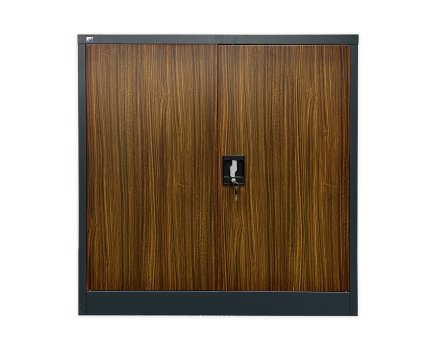 Plechová policová skriňa s otváraním dverí 110° C01B antracit/imitácia tmavé drevo