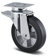 Prístrojové koleso čierne s ø 200 mm s totálnym zaistením a uchytením doštičkou