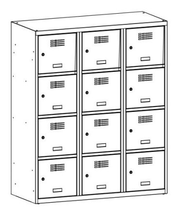 Šatníková skriňa kovová so zníženou výškou MSum 434S šířka 1200 mm