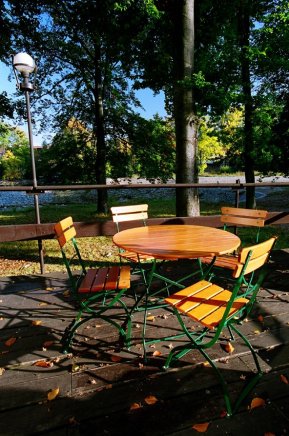 Záhradný set - 1x guľatý stôl Klasik, 4x stoličky Arnika - 3