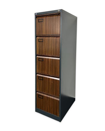 Päťzásuvková kartotéka V05 pre formát A4 - DEMONT antracit/imitácia tmavé drevo - 2