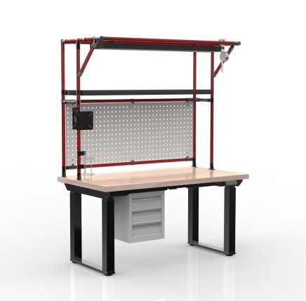 Elektricky výškovo nastavitelný pracovný stôl s kontajnerom a tromi zásuvkami 24111935 - 2