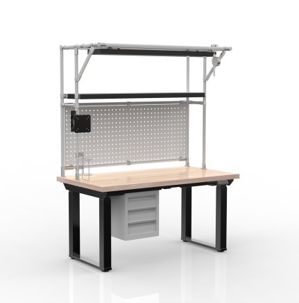 Elektricky výškovo nastavitelný pracovný stôl s kontajnerom a tromi zásuvkami 24111935