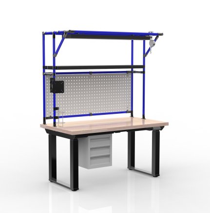 Elektricky výškovo nastavitelný pracovný stôl s kontajnerom a tromi zásuvkami 24111935 - 3