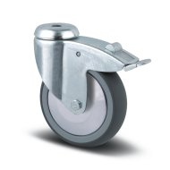 Prístrojové koleso šedé s ø 100 mm s totálnym zaistením, otočné s krytom