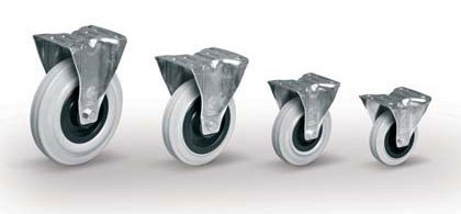 Koleso sivá guma, priemer 100 mm, otočné s brzdou - 3