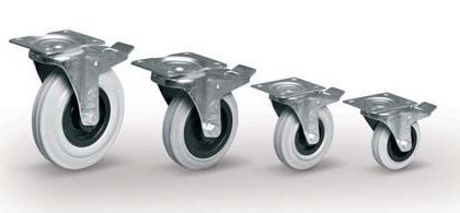 Koleso sivá guma, priemer 100 mm, otočné s brzdou - 1