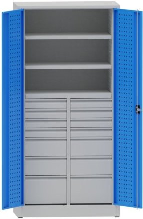 Dielenská skriňa s delenými zásuvkami a policami