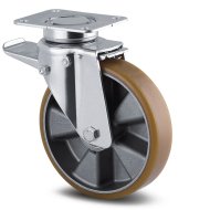 Prístrojové koleso hnedé s ø 200 mm s totálnym zaistením a uchytením doštičkou