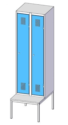 Šatníková skrinka dvojdverová s lavicou XS62B-17 - 5