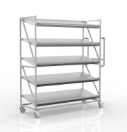 Regálový vozík na prepravky so šikmými policami šírky 1500 mm, SP15050