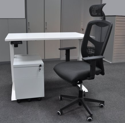 Výškovo nastaviteľný stôl s kontajnerom a stoličkou EO14_56202_York