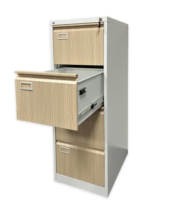 Štvorzásuvková kartotéka V04 pre formát A4 - DEMONT biela/imitácia svetlé drevo - 2