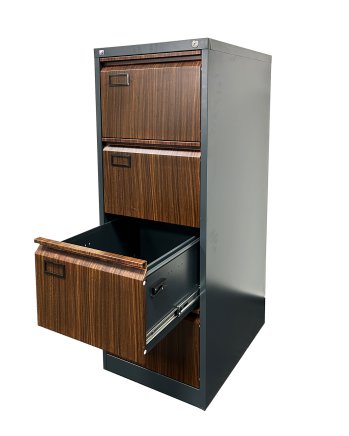 Štvorzásuvková kartotéka V04 pre formát A4 - DEMONT antracit/imitácia tmavé drevo - 2