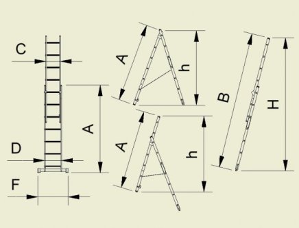 Rebrík dvojdielny univerzány Eurostyl s úpravou na schody (3 modely) - 2
