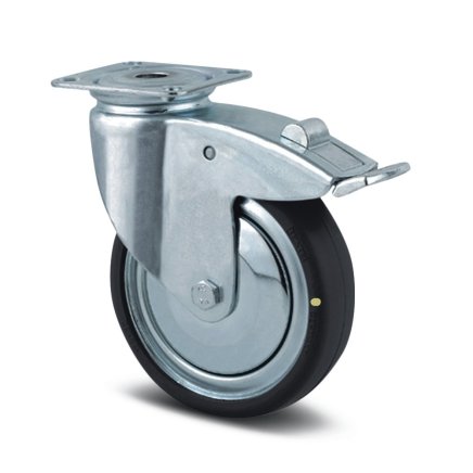 Elektricky vodivé koleso s ø 100 mm s totálnym zaistením a uchytením doštičkou