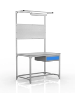 Dielenský stôl z hliníkových profilov s 1 zásuvkou (rôzne varianty)