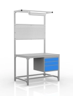 Dielenský stôl z hliníkových profilov, 3 zásuvky (rôzne varianty)