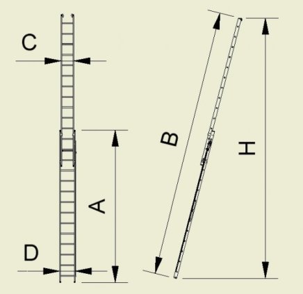 Rebrík dvojdielny výsuvný Forte s lanom - šírka 412 mm (4 modely) - 2