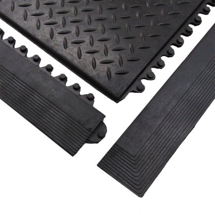 Čierna gumová nábehová hrana "samica" pre rohož Diamond Plate Tile - 1