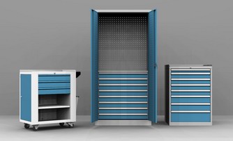 dielenský nábytok, dielenské skkrine, stoly, ponky, skrinky na náradie, systém na zavesovanie náradia, dielenské kontajnery, montážne stoly, dielenské zásuvkové skrine