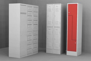 kovové šatníkové skrine, šatňové lavice a vešiaky, šatníky